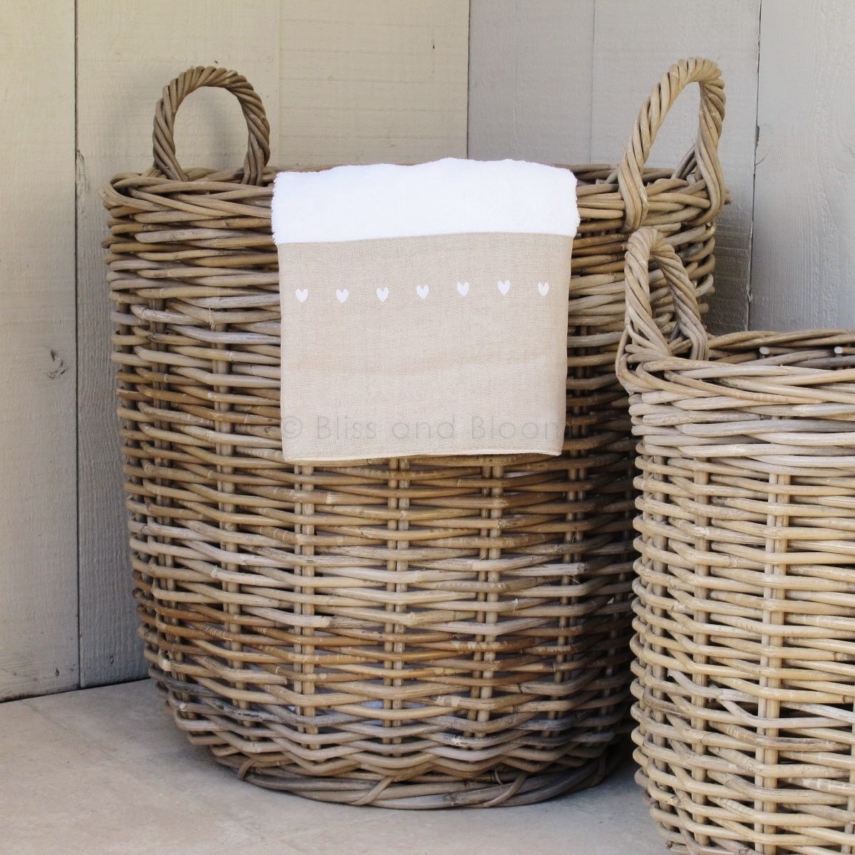 Willow rattan laundry bin basket Bliss and Bloom